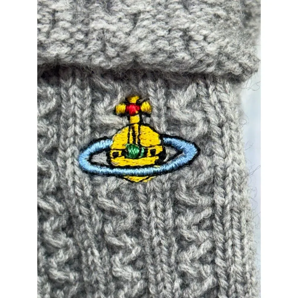 Vivienne Westwood Knit Gloves Grey NEW Logo Winter Soft Gloves